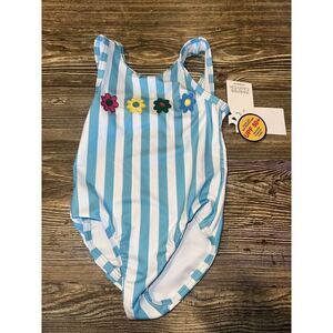 Harper Canyon Girls Size 2 Flower Stripe Print One Piece Swim Suit. NWT. Y